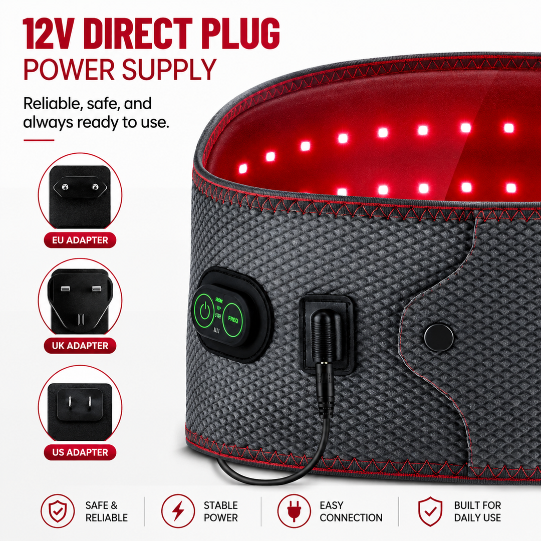 Premium Red Light Therapy Belt 660nm 850nm Near Infrared Waist Wrap for Lower Back Lumbar Pain Relief Muscle Recovery Cordless Wearable Device