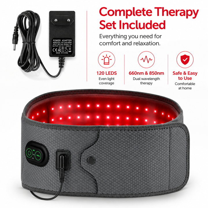 Premium Red Light Therapy Belt 660nm 850nm Near Infrared Waist Wrap for Lower Back Lumbar Pain Relief Muscle Recovery Cordless Wearable Device