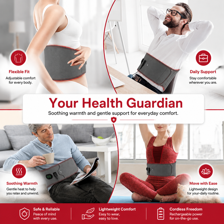 Premium Red Light Therapy Belt 660nm 850nm Near Infrared Waist Wrap for Lower Back Lumbar Pain Relief Muscle Recovery Cordless Wearable Device