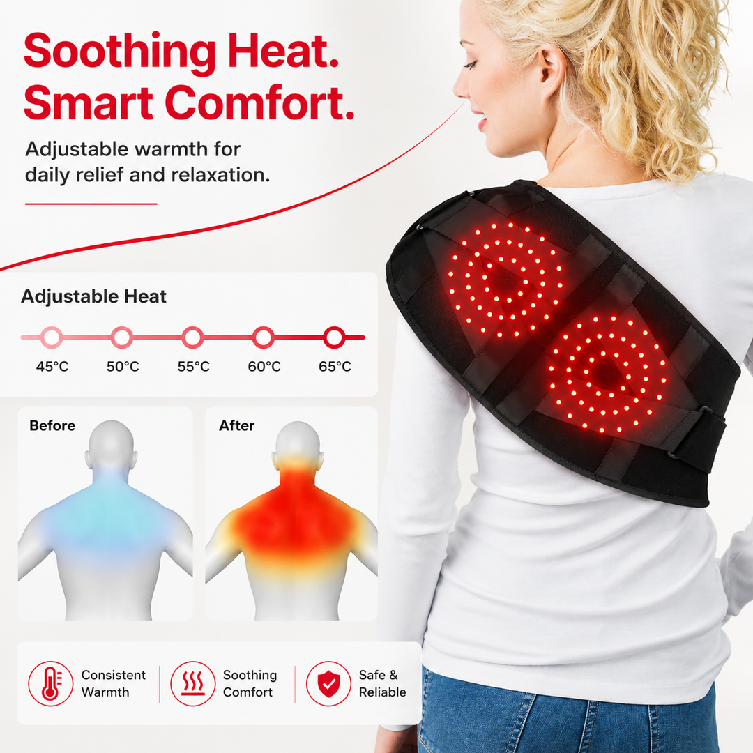 Premium Red Light Therapy Belt with Heat Infrared Waist Wrap 660nm 850nm LED Lumbar Support Vibration Massage Back Pain Relief Adjustable Rechargeable