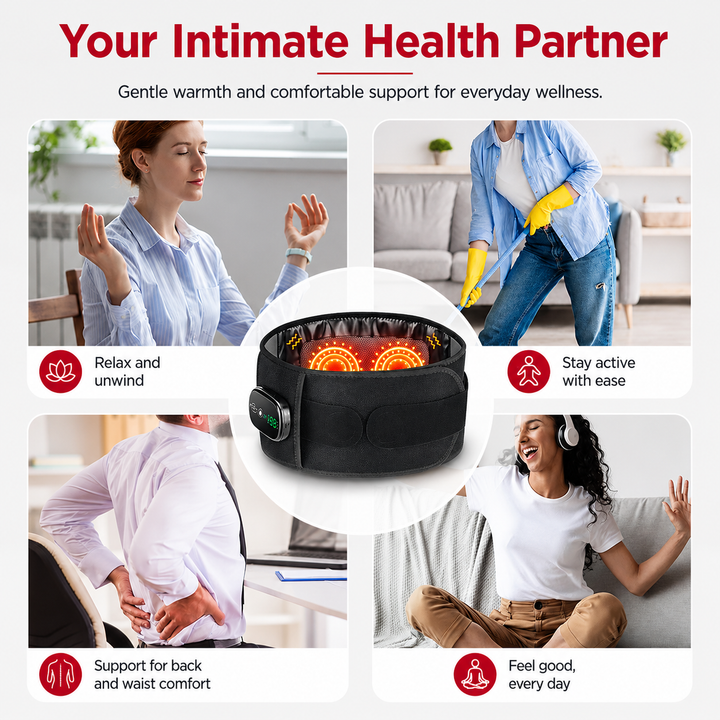 Premium Red Light Therapy Belt with Heat Infrared Waist Wrap 660nm 850nm LED Lumbar Support Vibration Massage Back Pain Relief Adjustable Rechargeable