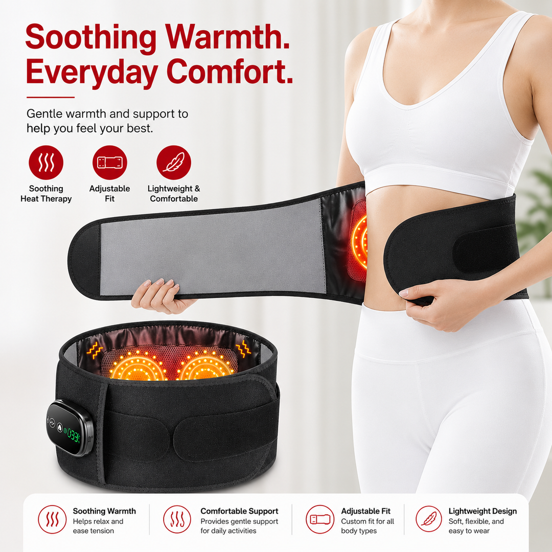Premium Red Light Therapy Belt with Heat Infrared Waist Wrap 660nm 850nm LED Lumbar Support Vibration Massage Back Pain Relief Adjustable Rechargeable
