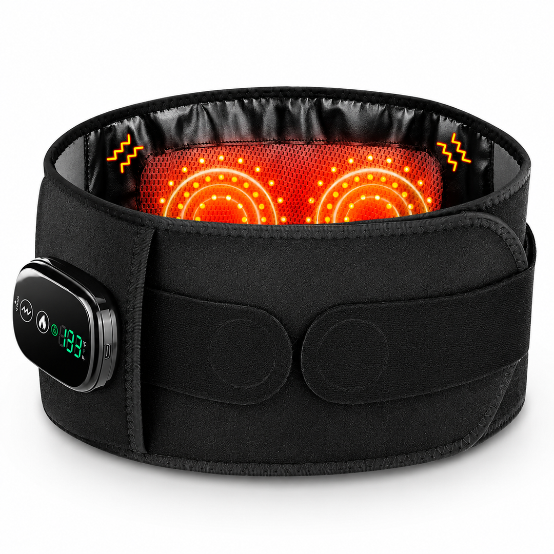 Premium Red Light Therapy Belt with Heat Infrared Waist Wrap 660nm 850nm LED Lumbar Support Vibration Massage Back Pain Relief Adjustable Rechargeable