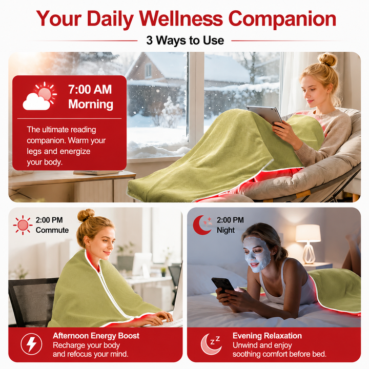 Premium Red Light Therapy Blanket Full Body Infrared Heating Blanket for Pain Relief Muscle Recovery Relaxation Home Wellness LED Heat Wrap