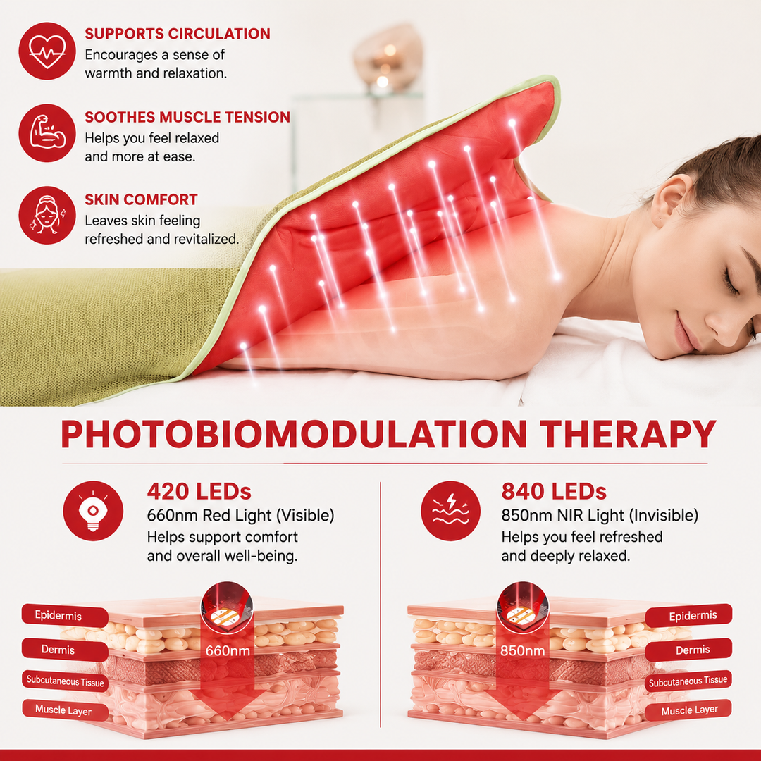 Premium Red Light Therapy Blanket Full Body Infrared Heating Blanket for Pain Relief Muscle Recovery Relaxation Home Wellness LED Heat Wrap