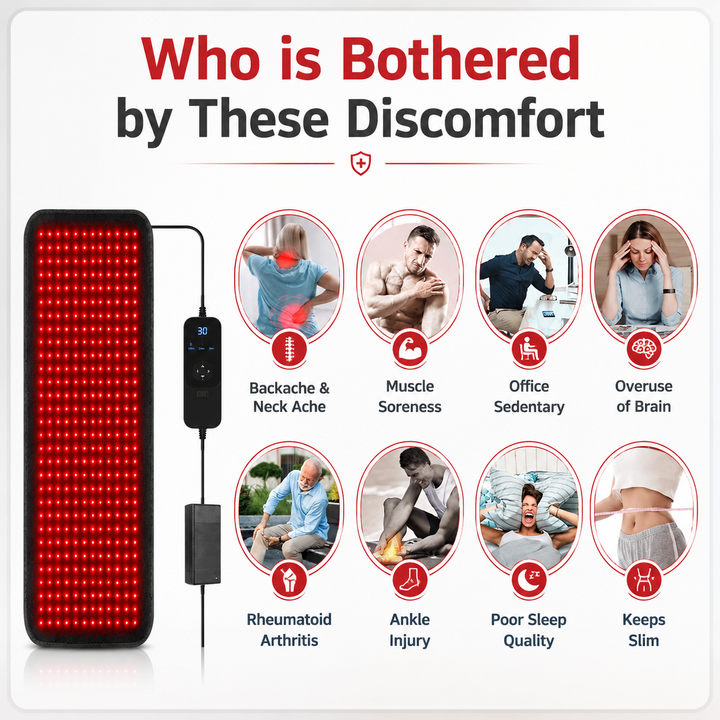 Premium Red Light Therapy Heating Pad 660nm 850nm Infrared LED Mat 360 LED Large Body Therapy Pad Back Waist Shoulder Pain Relief Home Use