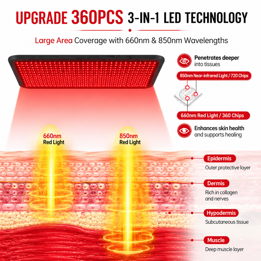 Premium Red Light Therapy Heating Pad 660nm 850nm Infrared LED Mat 360 LED Large Body Therapy Pad Back Waist Shoulder Pain Relief Home Use