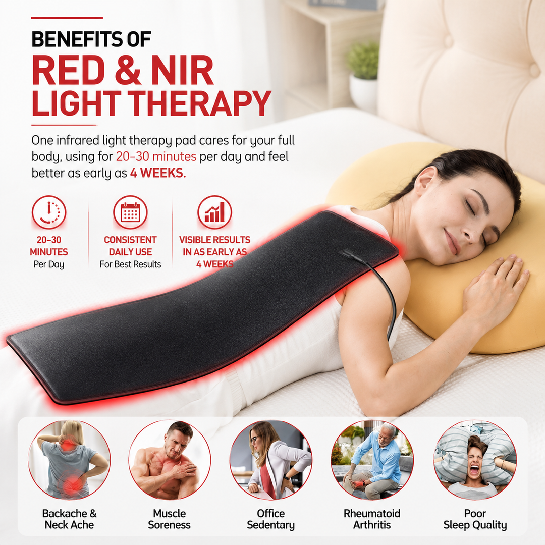 Premium Red Light Therapy Heating Pad 660nm 850nm Infrared LED Mat 360 LED Large Body Therapy Pad Back Waist Shoulder Pain Relief Home Use