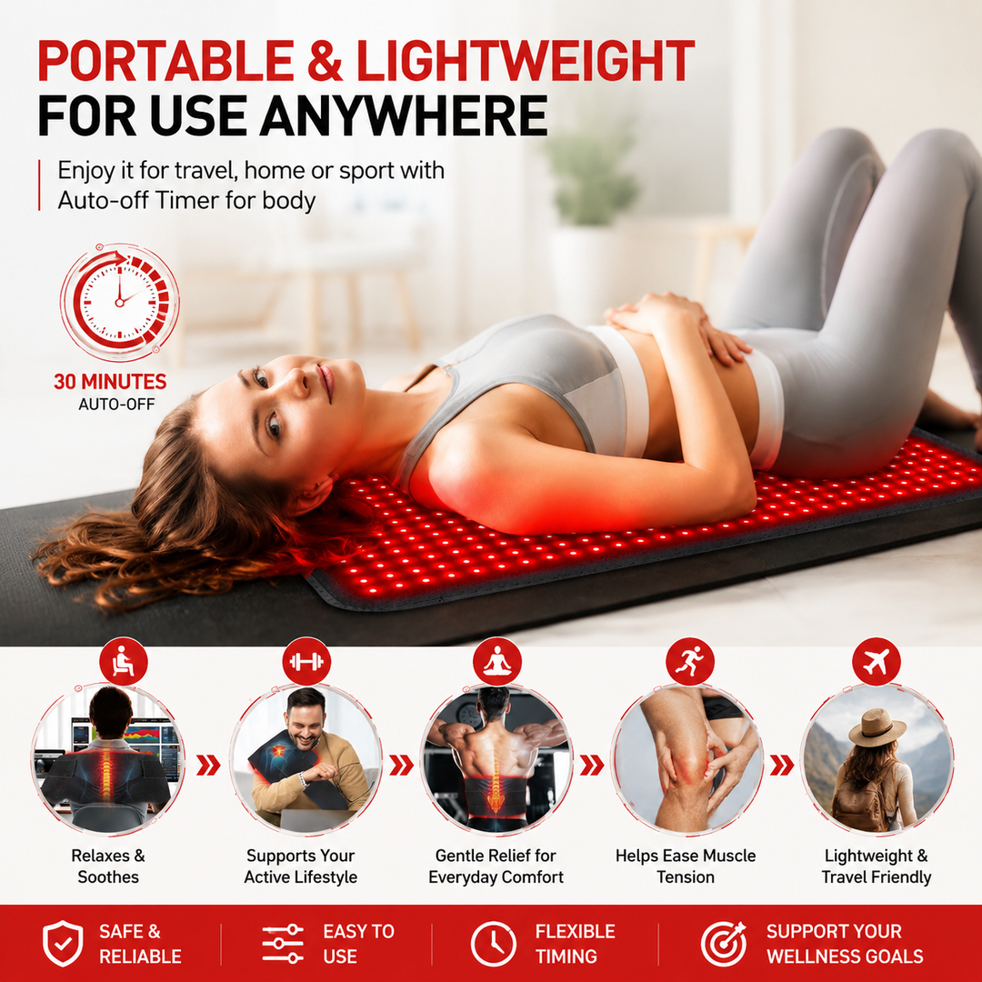 Premium Red Light Therapy Heating Pad 660nm 850nm Infrared LED Mat 360 LED Large Body Therapy Pad Back Waist Shoulder Pain Relief Home Use