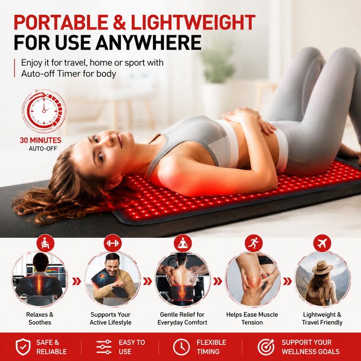 Premium Red Light Therapy Heating Pad 660nm 850nm Infrared LED Mat 360 LED Large Body Therapy Pad Back Waist Shoulder Pain Relief Home Use