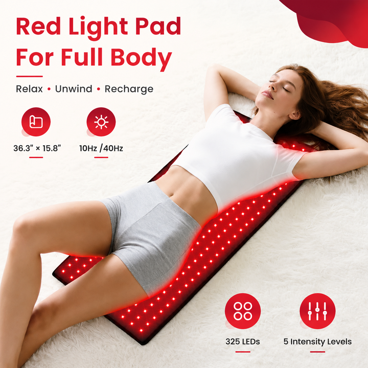 Premium Red Light Therapy Mat 660nm 850nm Infrared Light Therapy Pad Large Body Mat for Pain Relief Muscle Recovery Skin Care Home Wellness Device