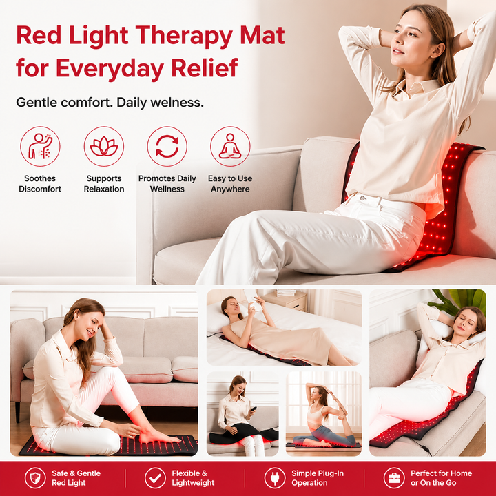 Premium Red Light Therapy Mat 660nm 850nm Infrared Light Therapy Pad Large Body Mat for Pain Relief Muscle Recovery Skin Care Home Wellness Device