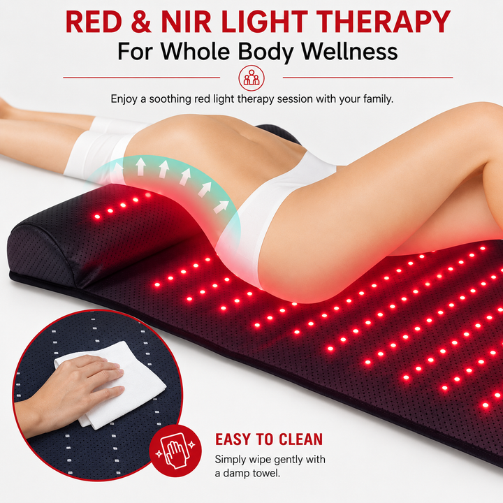 Premium Red Light Therapy Mat Neck Support 660nm 850nm Infrared LED Full Body Pad 675 LEDs Home Spa Relaxation Heat Therapy Adjustable Timer