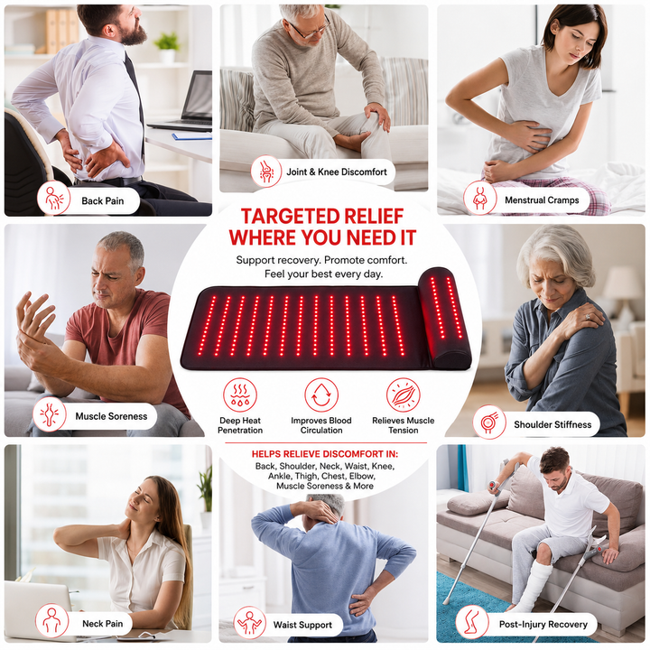 Premium Red Light Therapy Mat Neck Support 660nm 850nm Infrared LED Full Body Pad 675 LEDs Home Spa Relaxation Heat Therapy Adjustable Timer