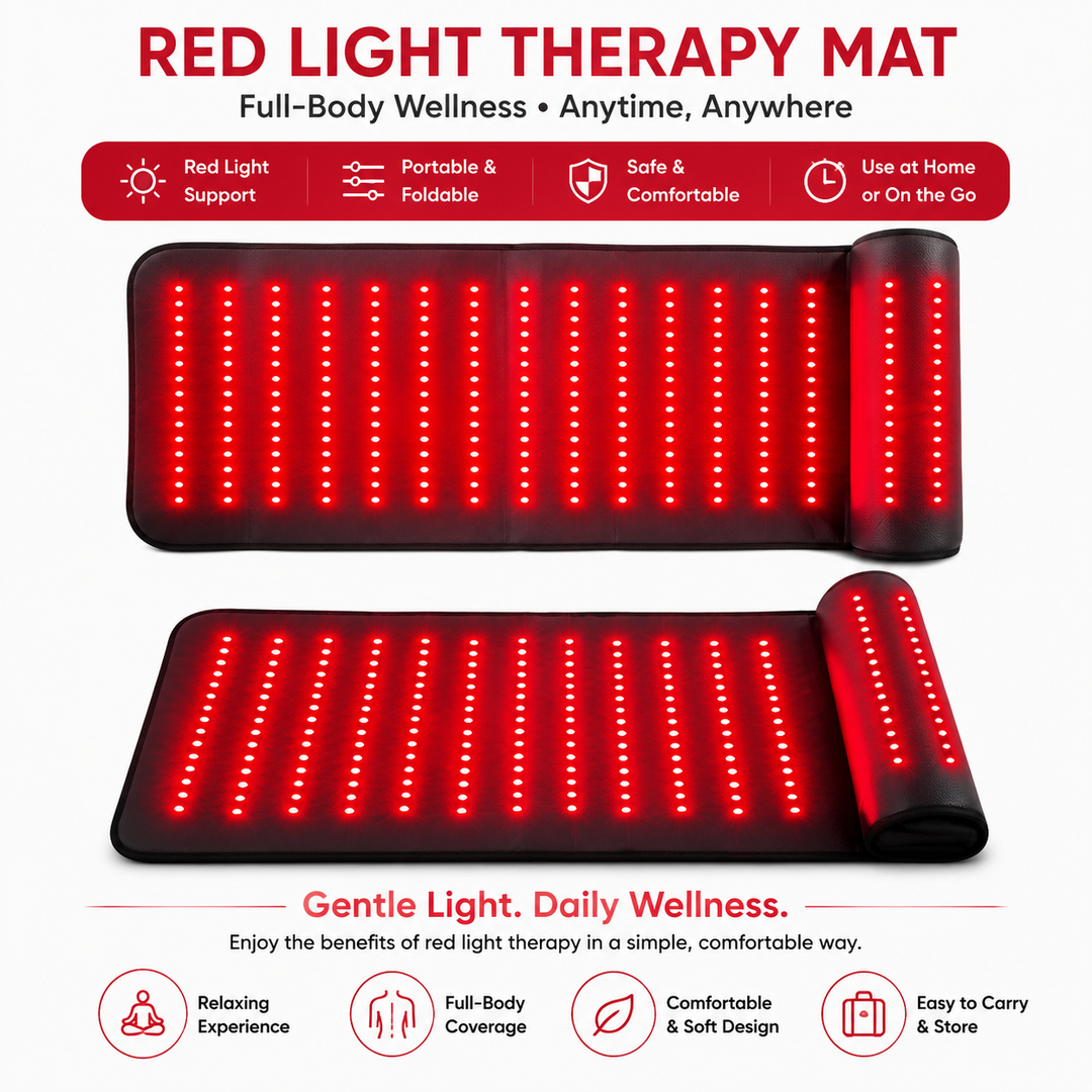 Premium Red Light Therapy Mat Neck Support 660nm 850nm Infrared LED Full Body Pad 675 LEDs Home Spa Relaxation Heat Therapy Adjustable Timer