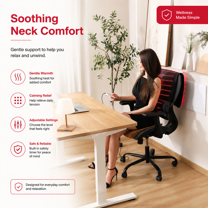 Premium Red Light Therapy Mat with Neck Support 660nm 850nm Infrared Heat Pad for Neck Back Body Pain Relief Muscle Recovery Home Wellness Device