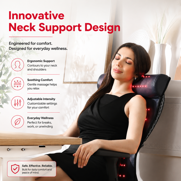 Premium Red Light Therapy Mat with Neck Support 660nm 850nm Infrared Heat Pad for Neck Back Body Pain Relief Muscle Recovery Home Wellness Device