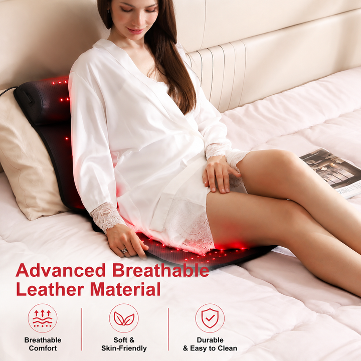Premium Red Light Therapy Mat with Neck Support 660nm 850nm Infrared Heat Pad for Neck Back Body Pain Relief Muscle Recovery Home Wellness Device