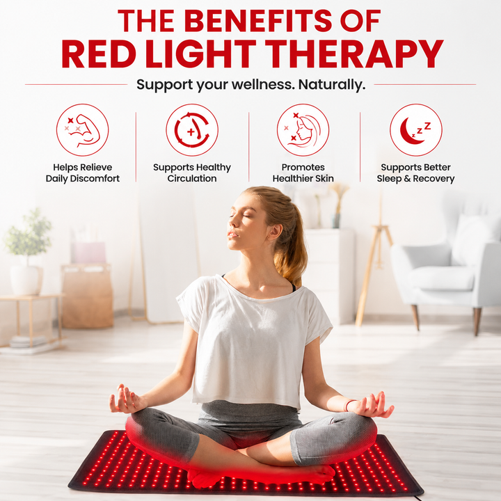 Premium Red Light Therapy Pad 406 LED 660nm 850nm Infrared Light Therapy Mat for Back Waist Body Pain Relief Muscle Recovery Home Wellness Device