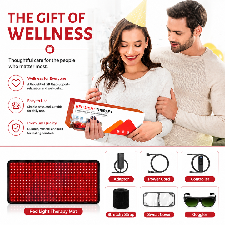 Premium Red Light Therapy Pad 406 LED 660nm 850nm Infrared Light Therapy Mat for Back Waist Body Pain Relief Muscle Recovery Home Wellness Device