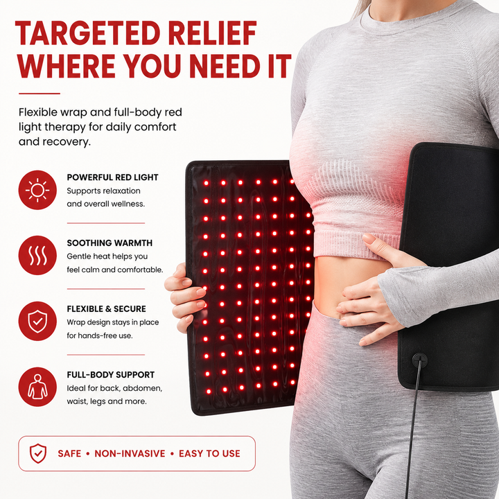 Premium Red Light Therapy Pad 406 LED 660nm 850nm Infrared Light Therapy Mat for Back Waist Body Pain Relief Muscle Recovery Home Wellness Device
