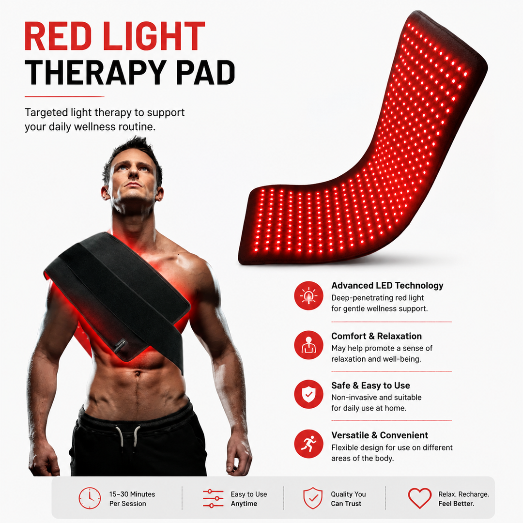 Premium Red Light Therapy Pad 660nm 850nm Infrared LED Lumbar Belt for Back Waist Knee Support Large Coverage Electric Light Therapy Device Adjustable