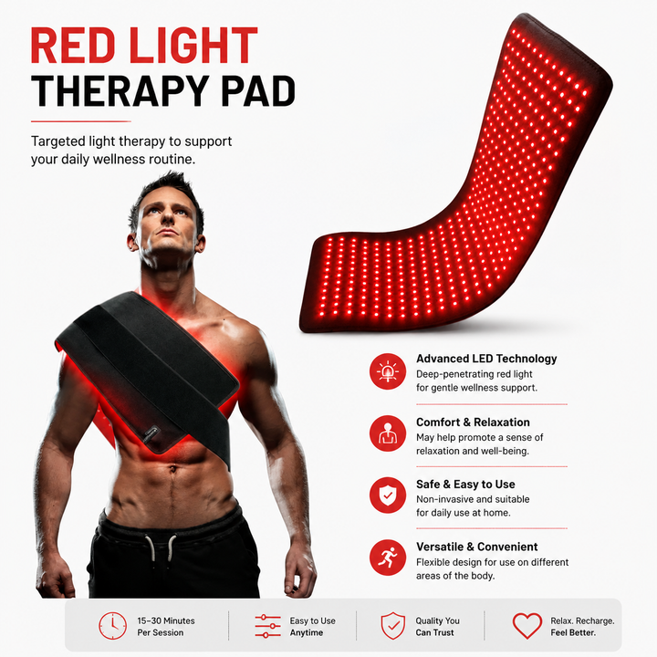 Premium Red Light Therapy Pad 660nm 850nm Infrared LED Lumbar Belt for Back Waist Knee Support Large Coverage Electric Light Therapy Device Adjustable