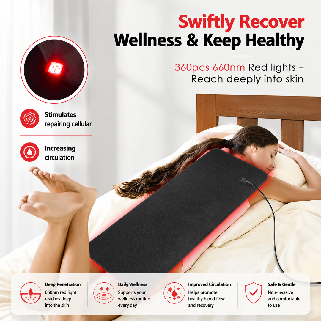Premium Red Light Therapy Pad 660nm 850nm Infrared LED Lumbar Belt for Back Waist Knee Support Large Coverage Electric Light Therapy Device Adjustable