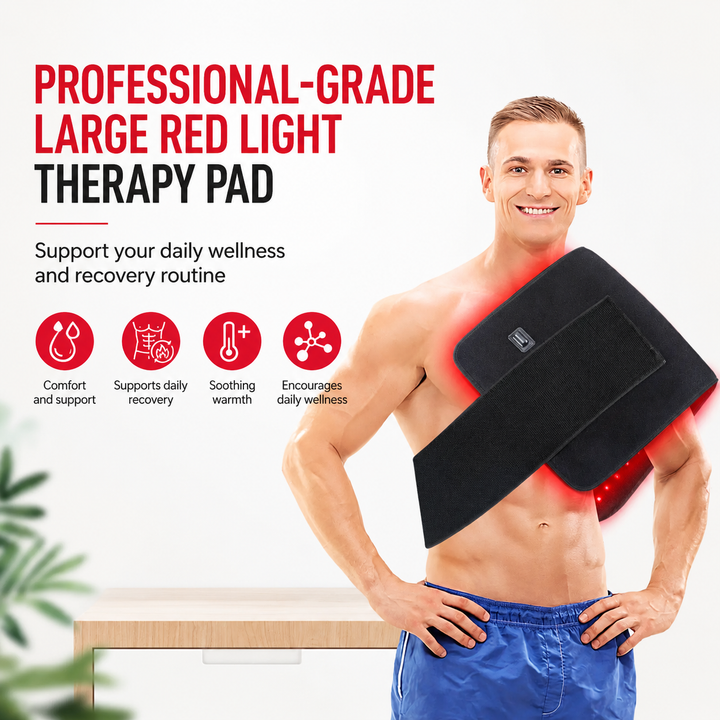 Premium Red Light Therapy Pad 660nm 850nm Infrared LED Lumbar Belt for Back Waist Knee Support Large Coverage Electric Light Therapy Device Adjustable
