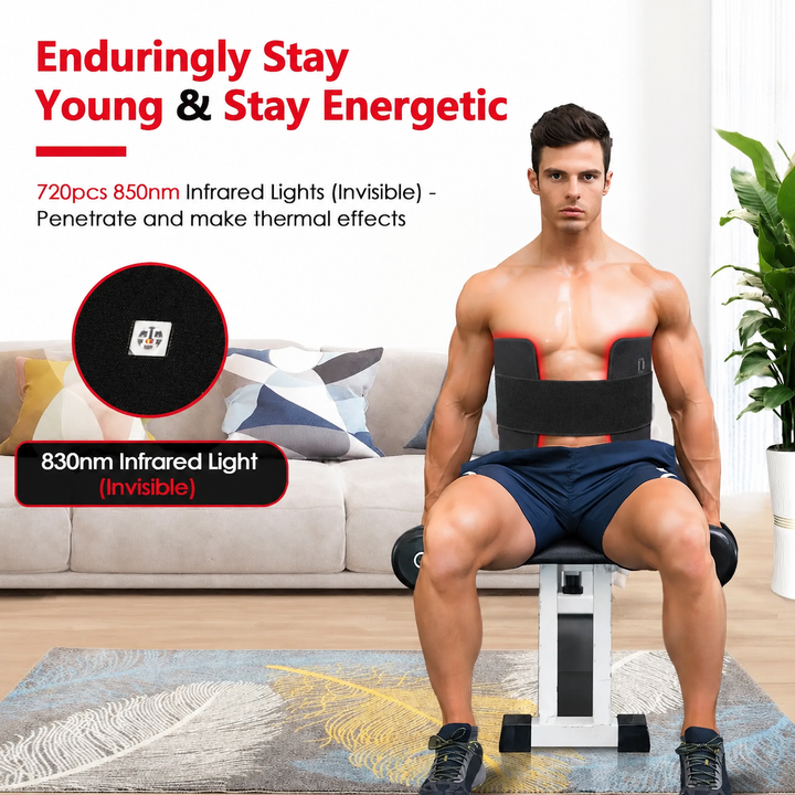 Premium Red Light Therapy Pad 660nm 850nm Infrared LED Lumbar Belt for Back Waist Knee Support Large Coverage Electric Light Therapy Device Adjustable