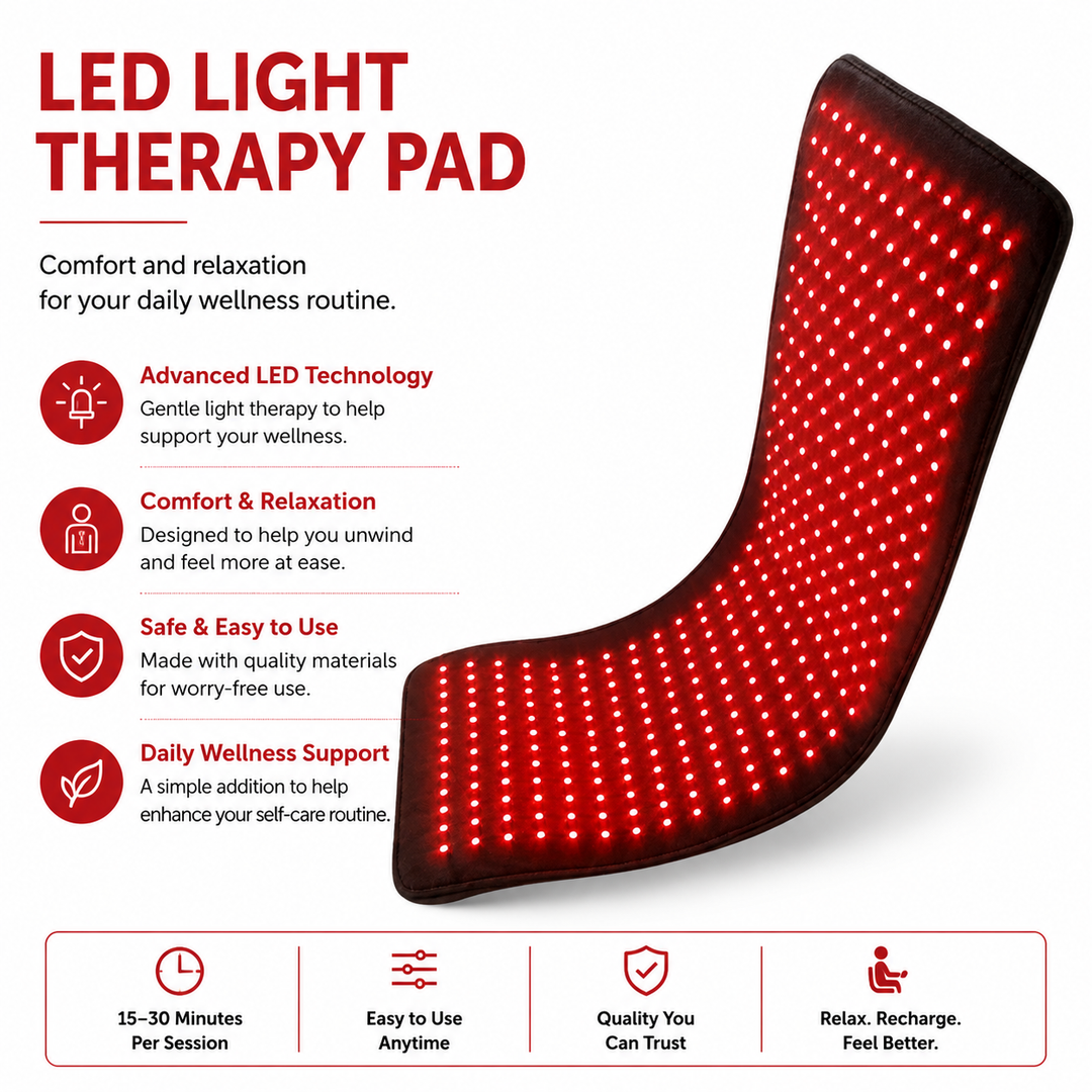 Premium Red Light Therapy Pad 660nm 850nm Infrared LED Lumbar Belt for Back Waist Knee Support Large Coverage Electric Light Therapy Device Adjustable