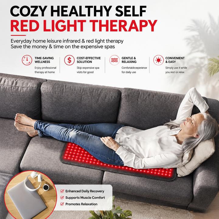 Premium Red Light Therapy Pad 660nm 850nm Infrared LED Lumbar Belt for Back Waist Knee Support Large Coverage Electric Light Therapy Device Adjustable
