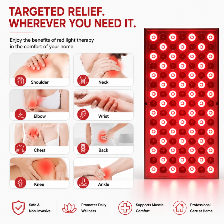 Premium Red Light Therapy Panel 660nm 850nm Near Infrared LED Lamp for Face Body Skin Care Muscle Recovery Pain Relief Home Wellness Device