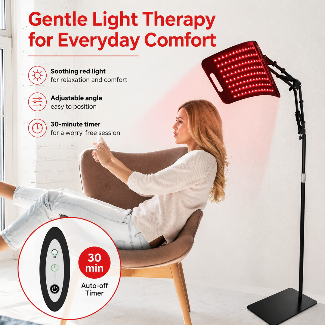 Premium Red Light Therapy Panel 660nm 850nm Near Infrared LED Lamp with Adjustable Stand Timer for Face and Body Home Wellness Light Therapy Device
