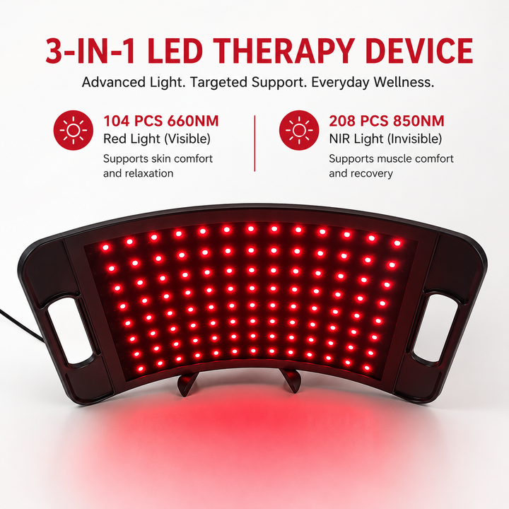 Premium Red Light Therapy Panel 660nm 850nm Near Infrared LED Lamp with Adjustable Stand Timer for Face and Body Home Wellness Light Therapy Device
