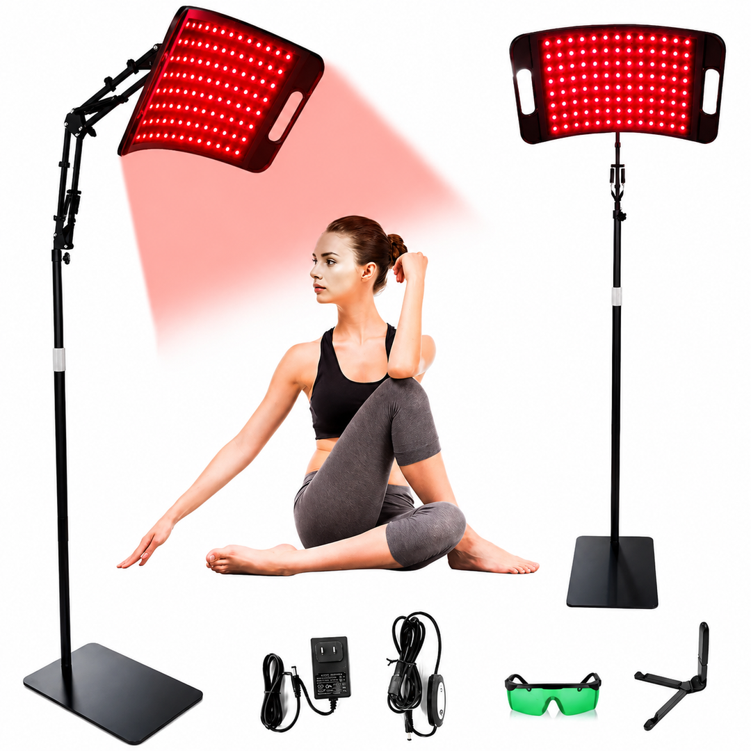Premium Red Light Therapy Panel 660nm 850nm Near Infrared LED Lamp with Adjustable Stand Timer for Face and Body Home Wellness Light Therapy Device