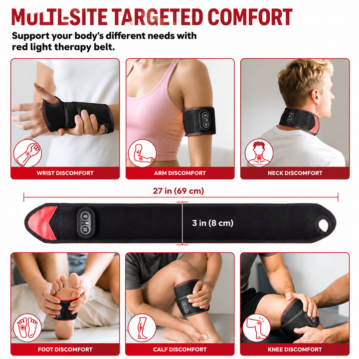 Premium Red Light Therapy Wrap Infrared Heating Pad with Vibration 3 Heat Levels USB-C Rechargeable Adjustable Fit Pain Relief Muscle Recovery
