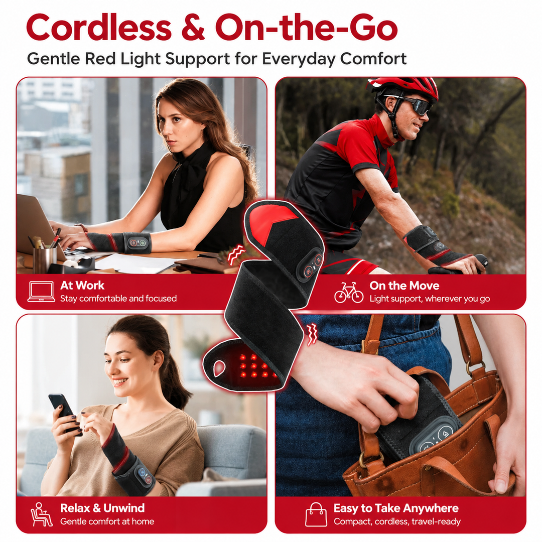 Premium Red Light Therapy Wrap Infrared Heating Pad with Vibration 3 Heat Levels USB-C Rechargeable Adjustable Fit Pain Relief Muscle Recovery