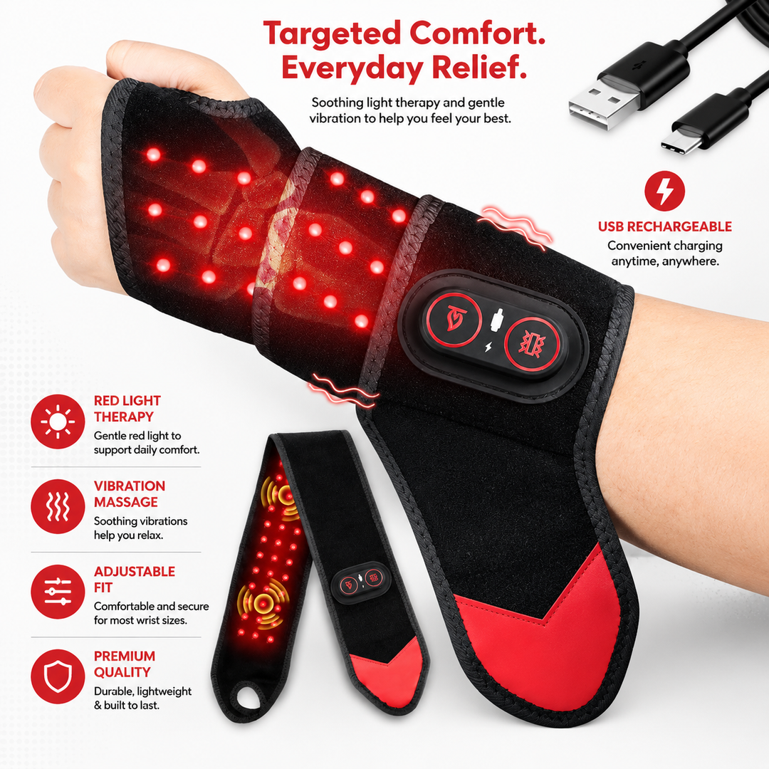 Premium Red Light Therapy Wrap Infrared Heating Pad with Vibration 3 Heat Levels USB-C Rechargeable Adjustable Fit Pain Relief Muscle Recovery