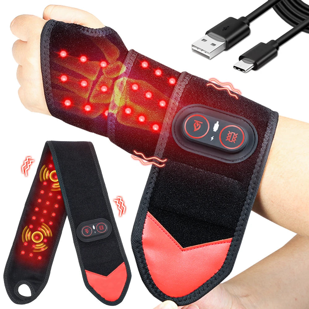 Premium Red Light Therapy Wrap Infrared Heating Pad with Vibration 3 Heat Levels USB-C Rechargeable Adjustable Fit Pain Relief Muscle Recovery