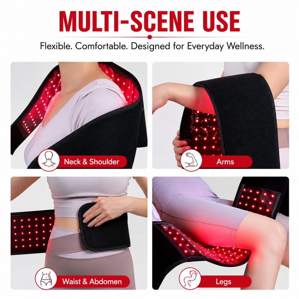 Premium Red Near Infrared Light Therapy Belt 660nm 850nm LED Wrap Adjustable Modes Auto Timer Full Body Heating Light Therapy Waist Back Belt