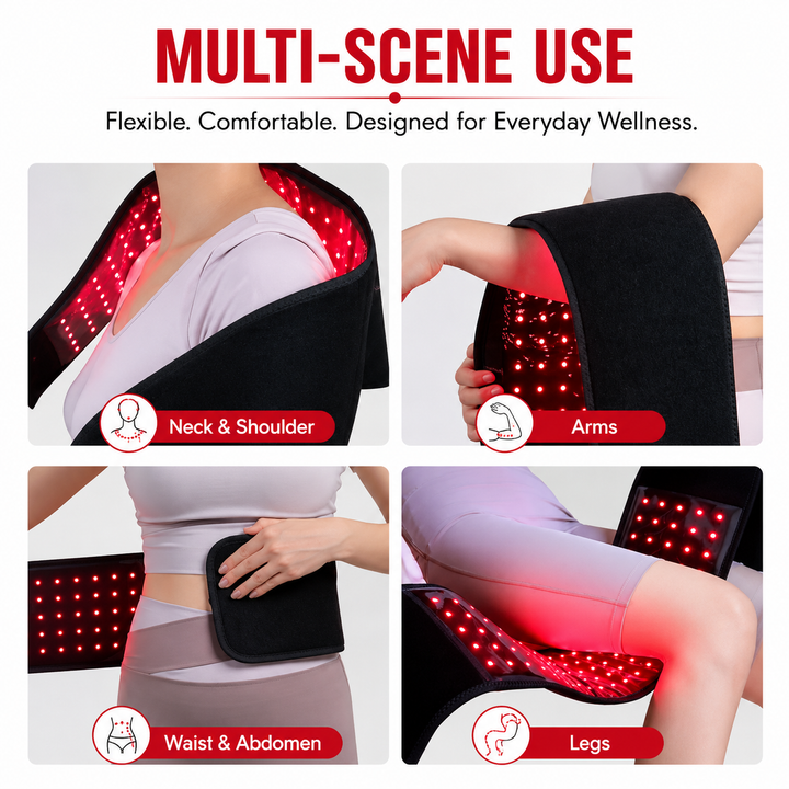 Premium Red Near Infrared Light Therapy Belt 660nm 850nm LED Wrap Adjustable Modes Auto Timer Full Body Heating Light Therapy Waist Back Belt