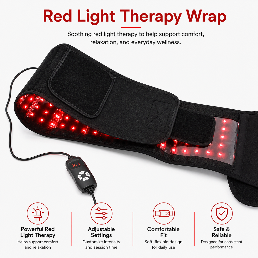 Premium Red Near Infrared Light Therapy Belt 660nm 850nm LED Wrap Adjustable Modes Auto Timer Full Body Heating Light Therapy Waist Back Belt