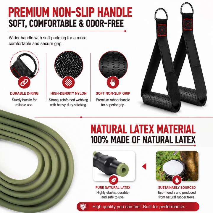 Premium Resistance Band Set 5 Tube Bands 10 to 60lbs Adjustable Fitness Bands with Handles Ankle Straps Door Anchor for Home Gym Full Body Workout