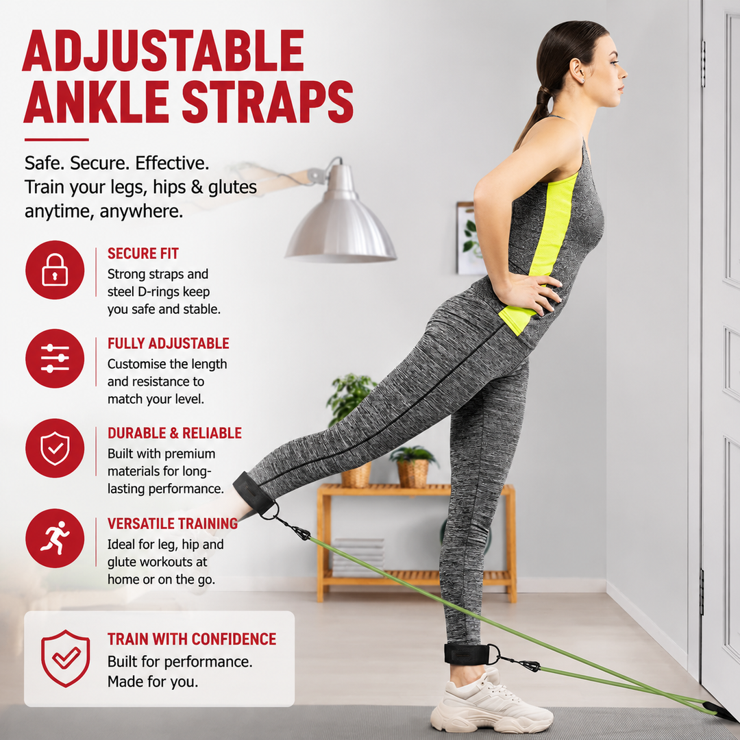 Premium Resistance Band Set 5 Tube Bands 10 to 60lbs Adjustable Fitness Bands with Handles Ankle Straps Door Anchor for Home Gym Full Body Workout