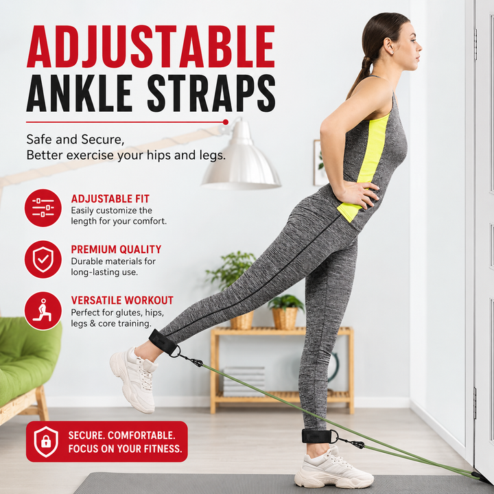 Premium Resistance Band Set 5 Tube Fitness Bands Up to 150 lbs Full Body Workout Handles Ankle Straps Door Anchor Strength Training Home Gym Exercise Kit