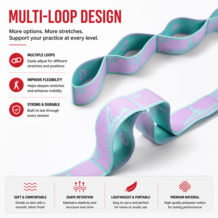 Premium Resistance Band Yoga Pilates Strap Adjustable Elastic Training Band 8/9 Grid Stretching Fitness Band Portable Home Gym Workout Daily Use