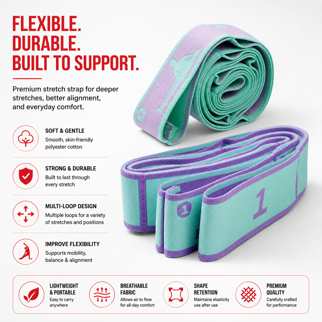 Premium Resistance Band Yoga Pilates Strap Adjustable Elastic Training Band 8/9 Grid Stretching Fitness Band Portable Home Gym Workout Daily Use