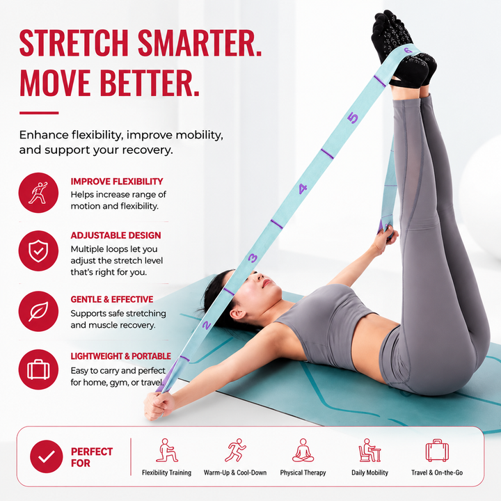 Premium Resistance Band Yoga Pilates Strap Adjustable Elastic Training Band 8/9 Grid Stretching Fitness Band Portable Home Gym Workout Daily Use