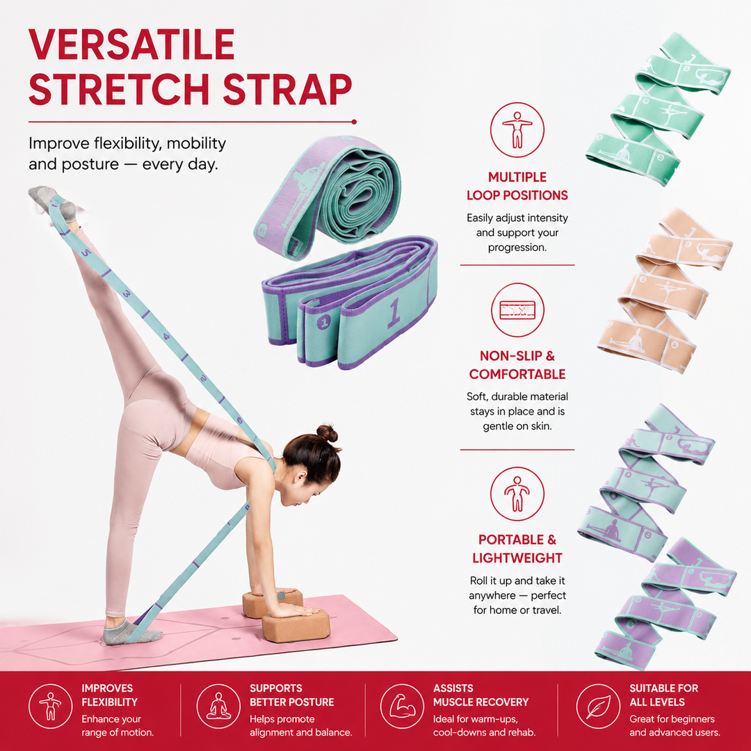 Premium Resistance Band Yoga Pilates Strap Adjustable Elastic Training Band 8/9 Grid Stretching Fitness Band Portable Home Gym Workout Daily Use
